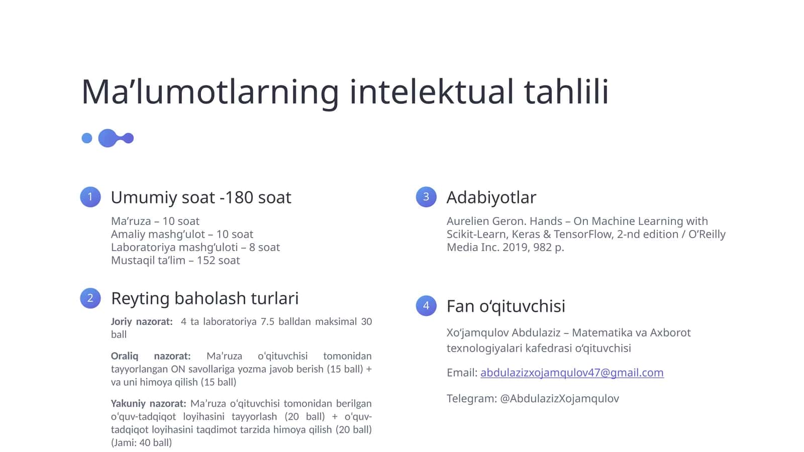 Ma’lumotlarning intelektual tahlili