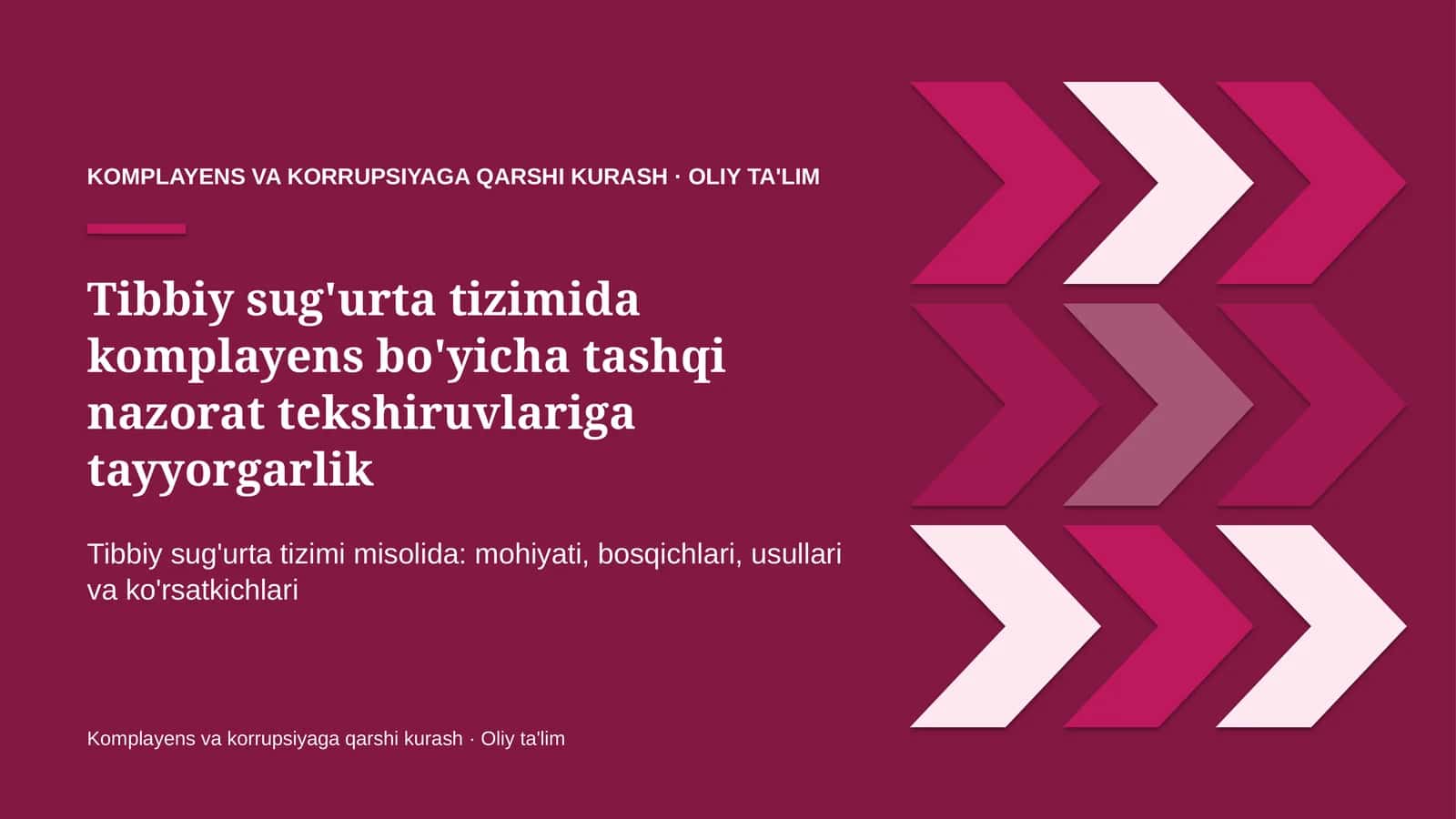 tibbiy sug'urta tizimida komplayens bo'yicha tashqi nazorat tekshiruvlariga tayyorgarlik 2788