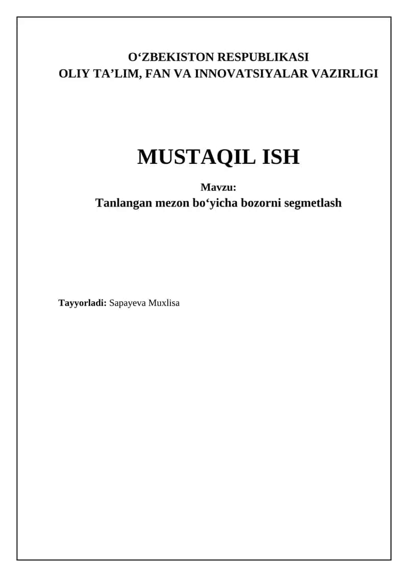Bozor segmentatsiyasi