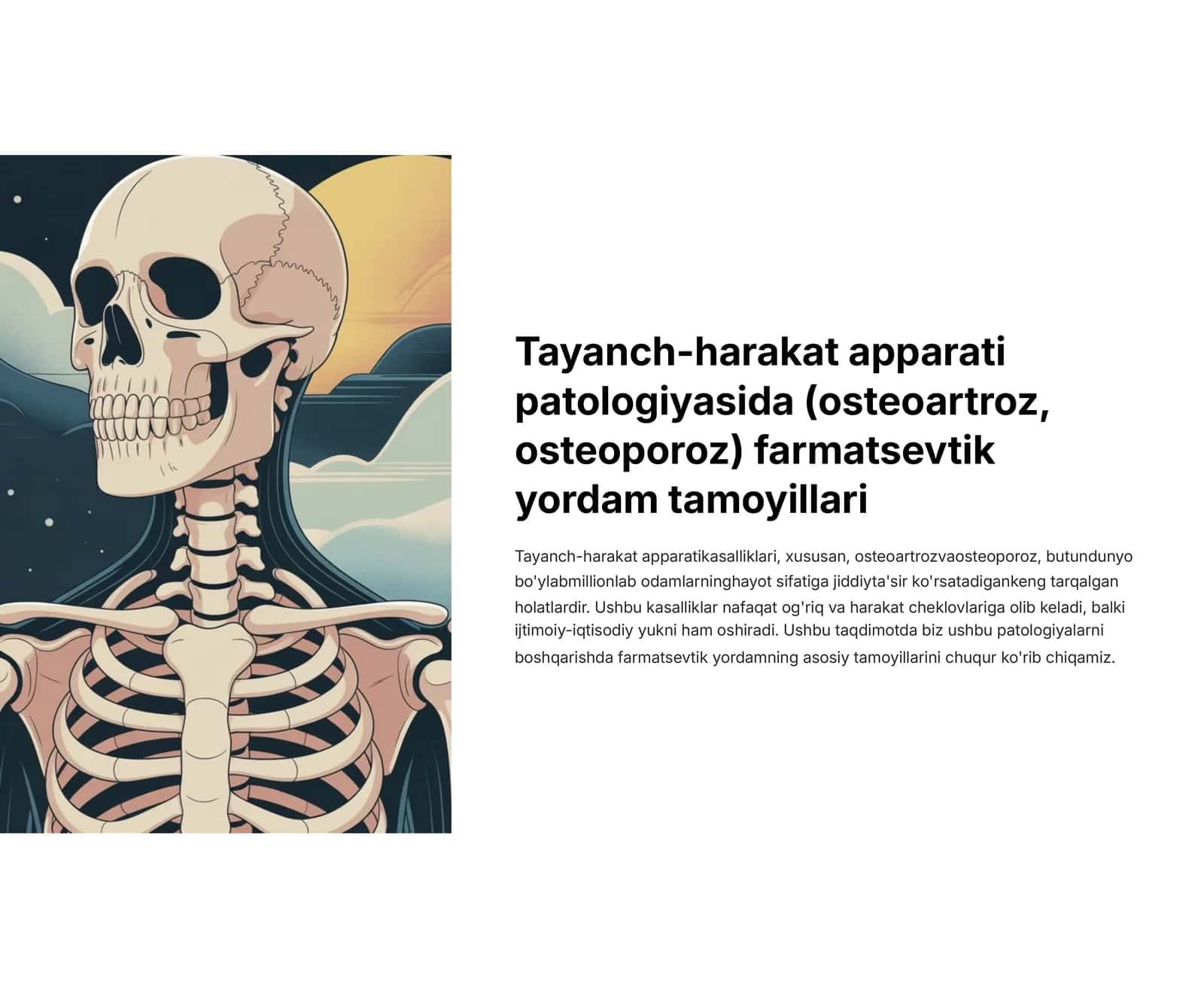 Tayanch-harakat apparati patologiyasida farmatsevtik yordam tamoyillari