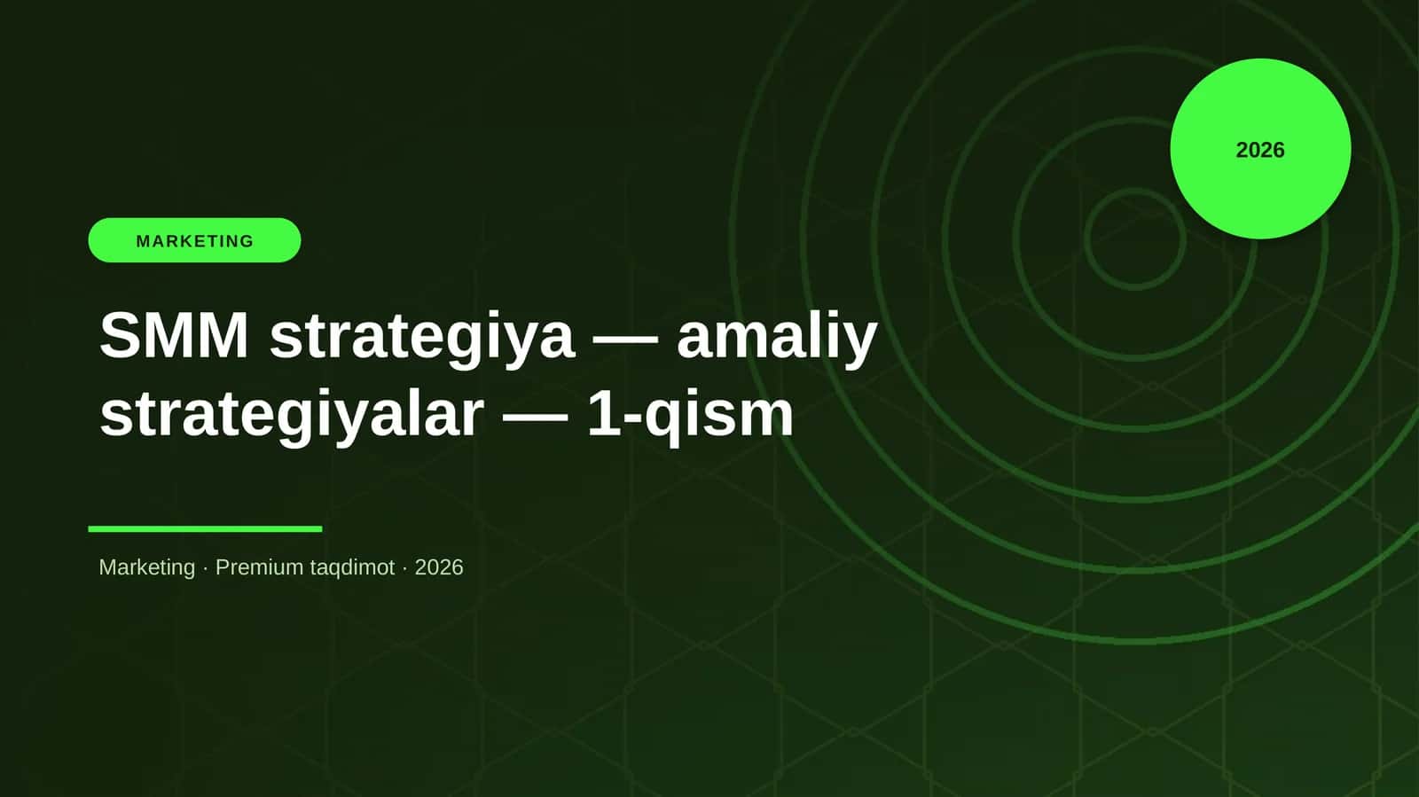 SMM strategiya — amaliy strategiyalar — 1-qism