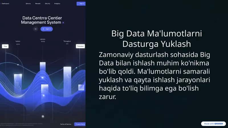 Big Data Ma'lumotlarni Dasturga Yuklash