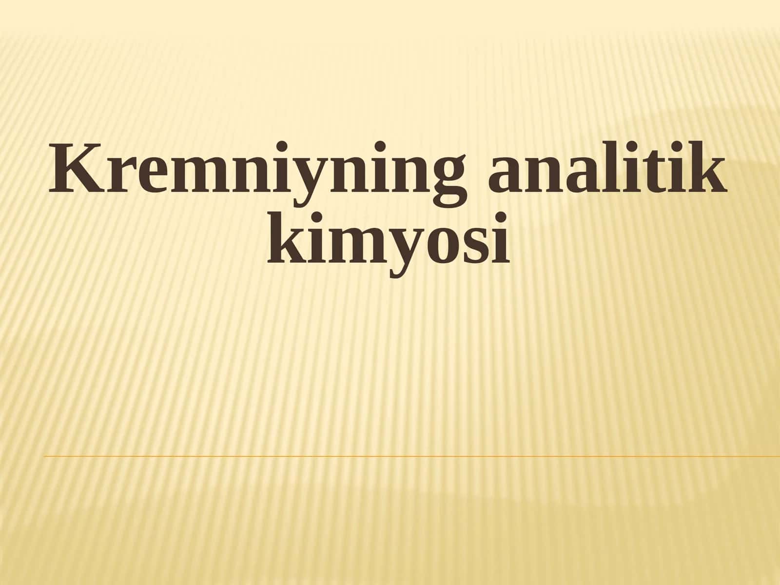 Kremniyning analitik kimyosi