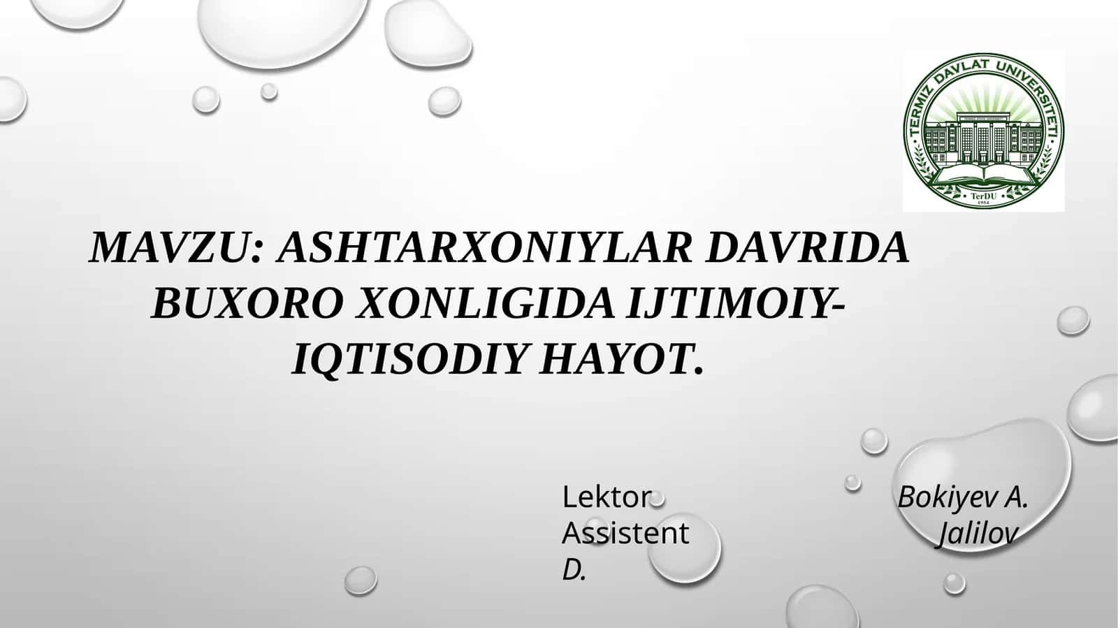 Ashtarxoniylar davrida Buxoro xonligida ijtimoiy-iqtisodiy hayot