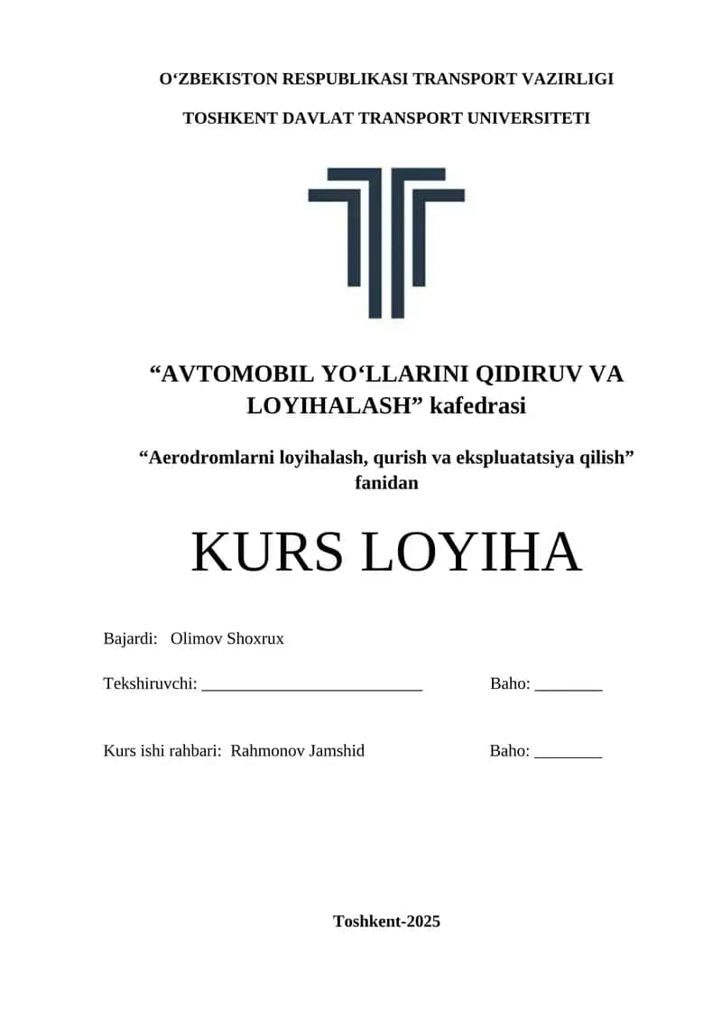 “AVTOMOBIL YO‘LLARINI QIDIRUV VA LOYIHALASH” kafedrasi