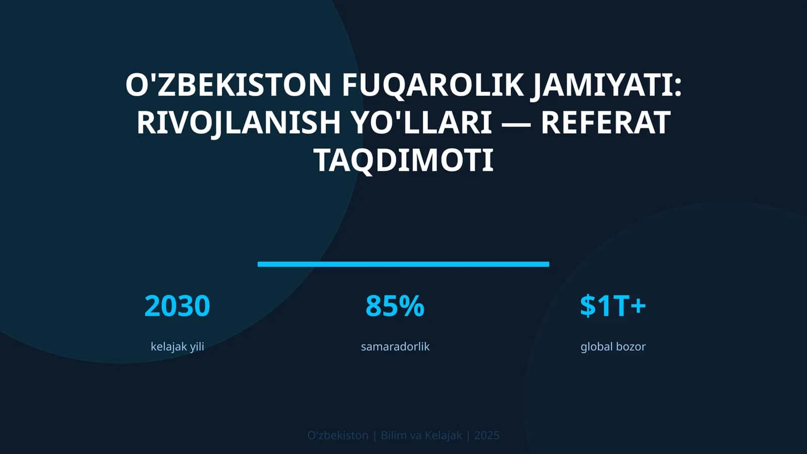 O'zbekiston fuqarolik jamiyati: rivojlanish yo'llari — referat taqdimoti