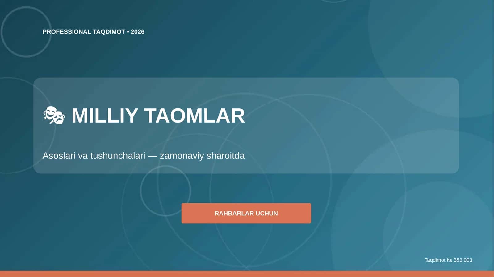Milliy Taomlar: Asoslari va Tushunchalari