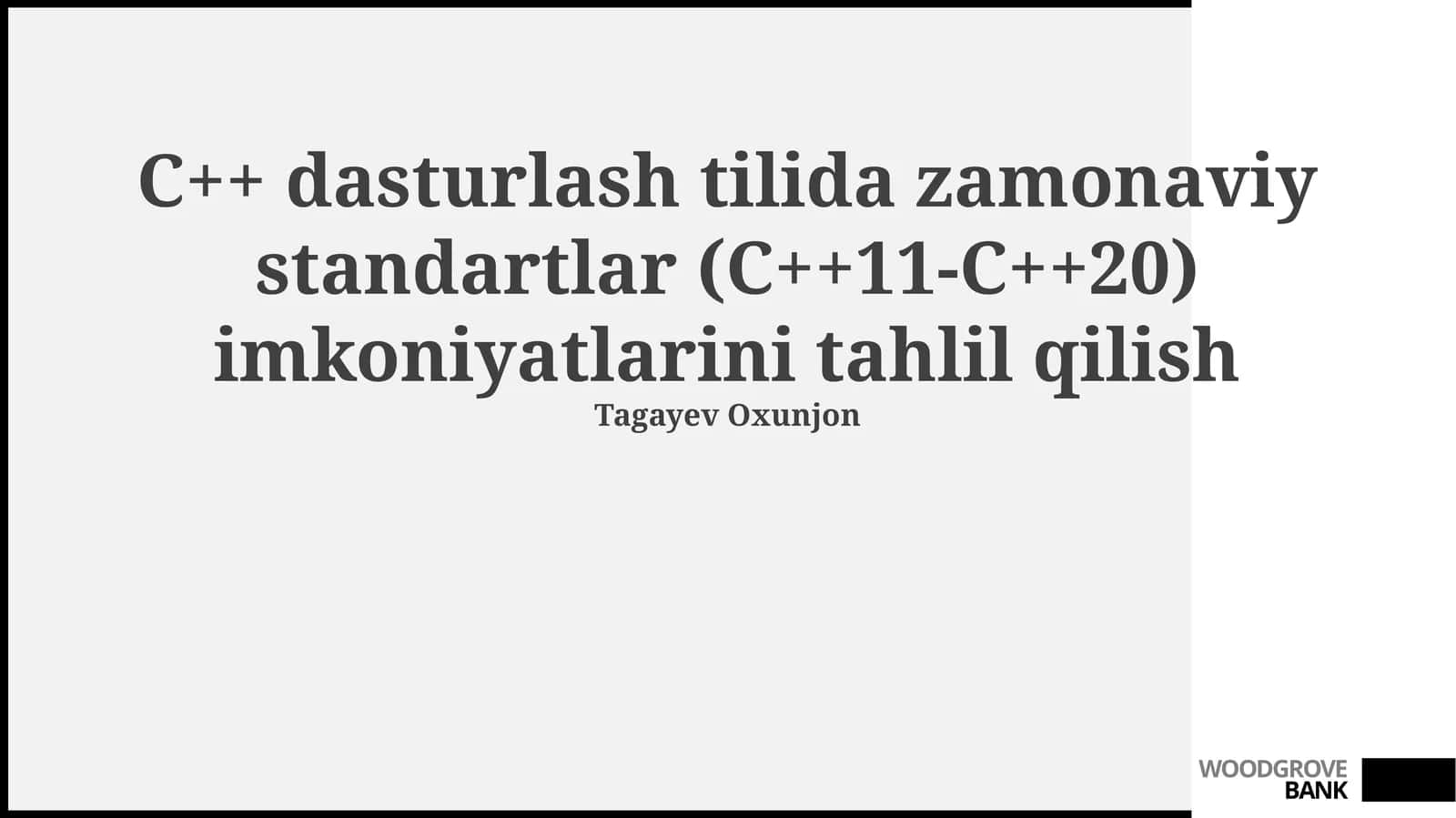 C++ dasturlash tilida zamonaviy standartlar (C++11-C++ 20) imkoniyatlarini tahlil qilish