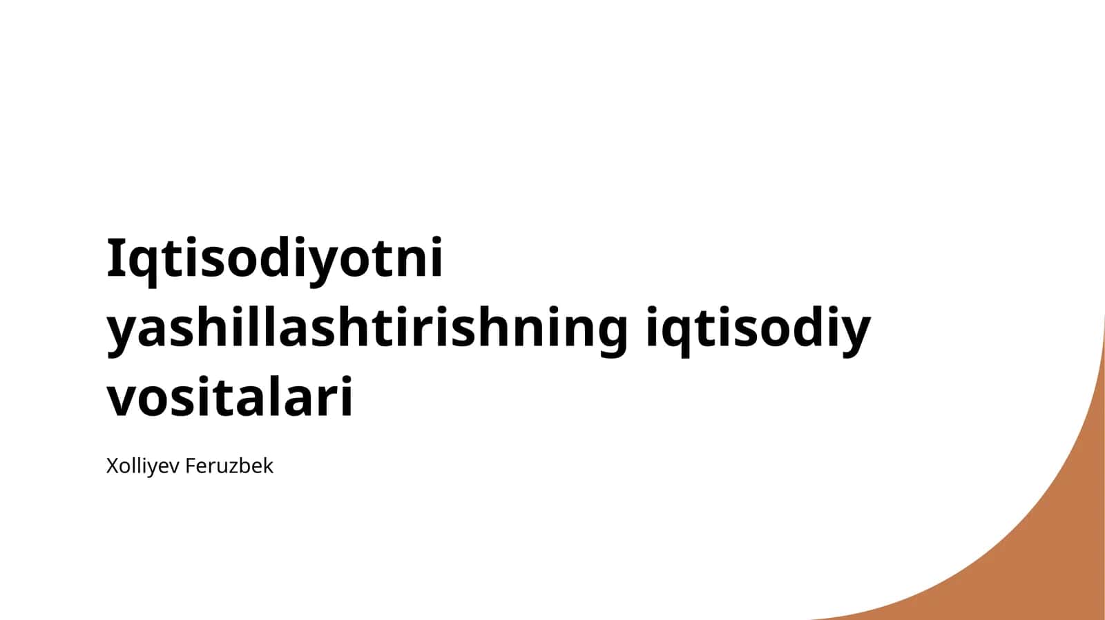 Iqtisodiyotni yashillashtirishning iqtisodiy vositalari