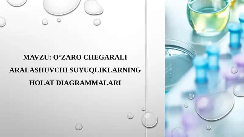 O‘zaro chegar aralashuvchi suyuqliklarning holat diagrammalari