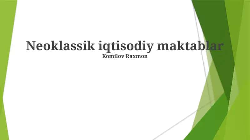Neoklassik iqtisodiy maktablar