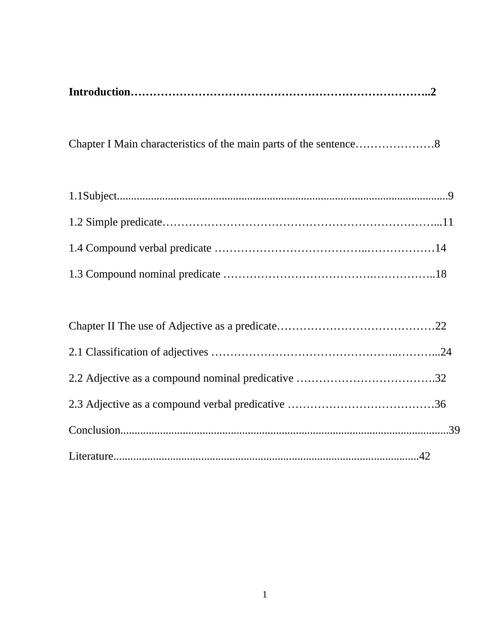 The use of Adjective as a predicate