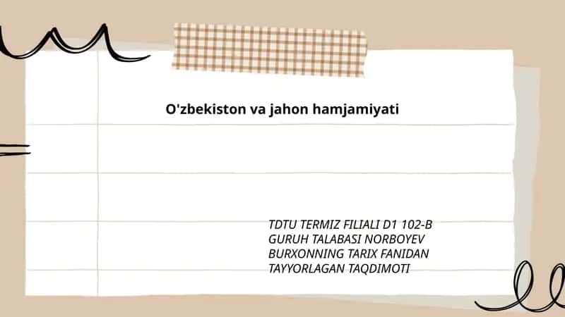 NORBOYEV BURXONNING TARIX FANIDAN TAYYORLAGAN TAQDIMOTI