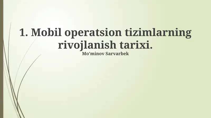 Mobil operatsion tizimlarning rivojlanish tarixi