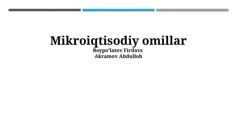 Mikroiqtisodiy omillar