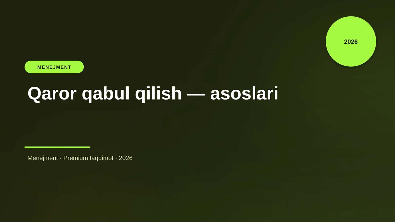 Qaror qabul qilish — asoslari