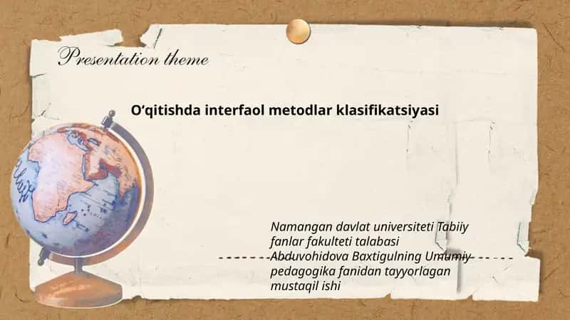 Oʻqitishda interfaol metodlar klasifikatsiyasi
