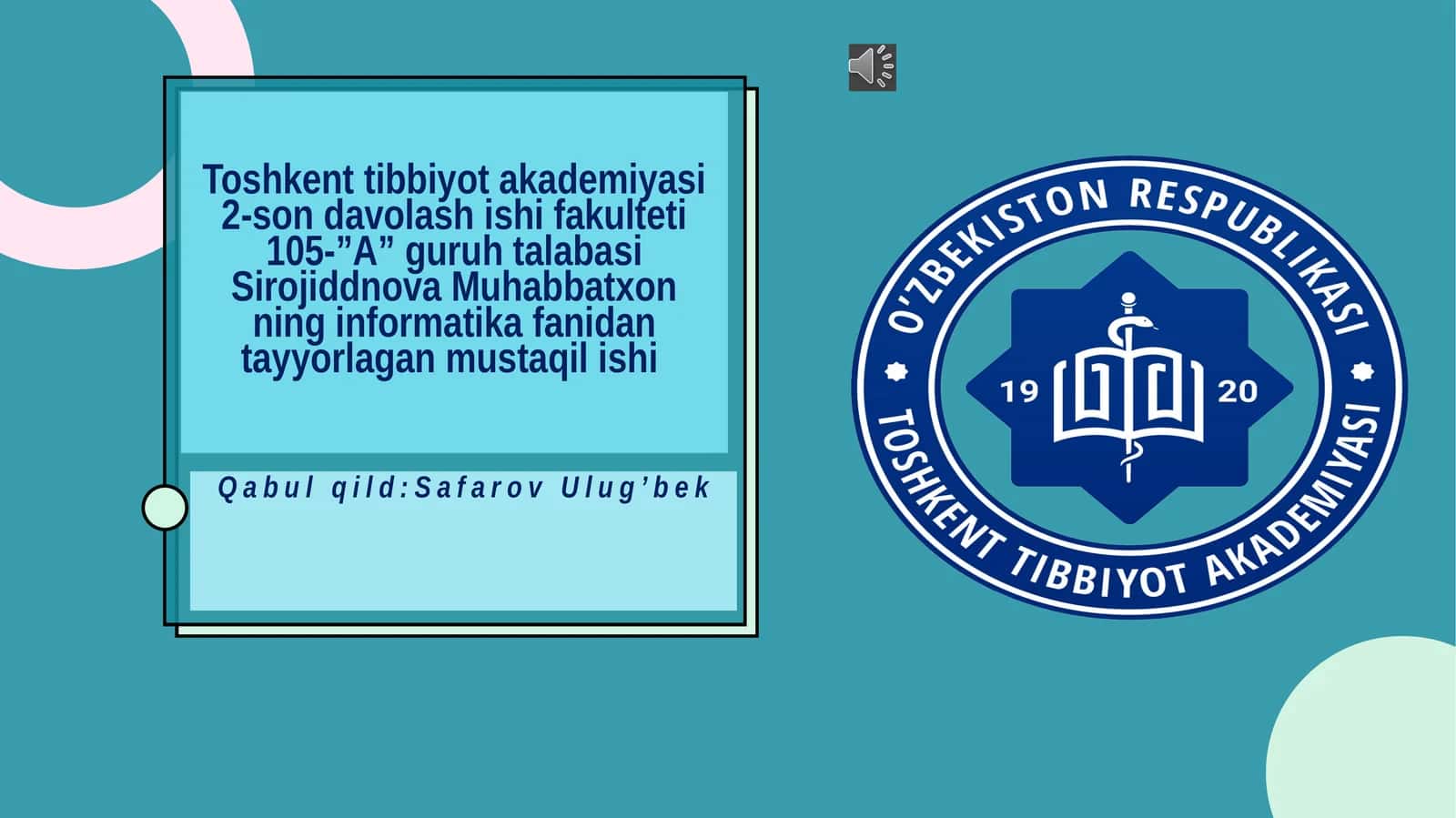 informatika fanidan tayyorlagan mustaqil ishi
