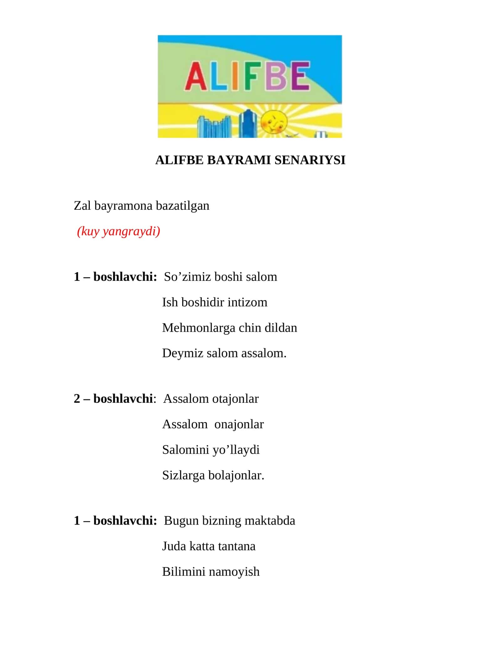 ALIFBE BAYRAM SENARIYSI