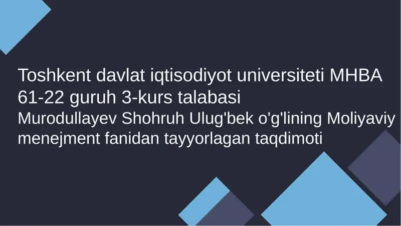 Moliyaviy Menejmentning Matematik Asoslari
