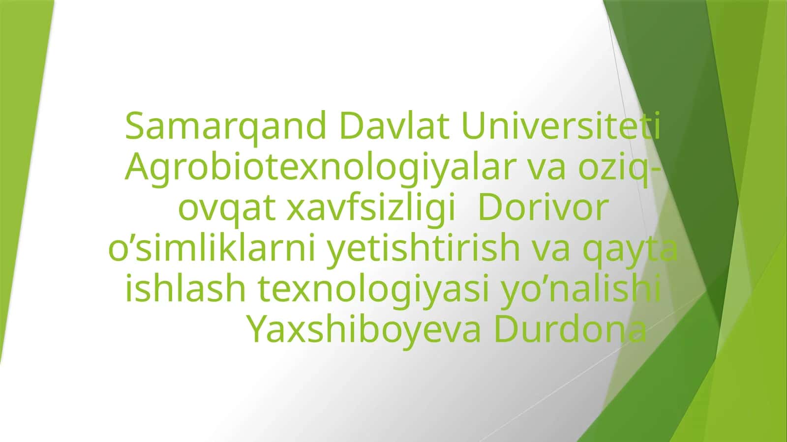 Dorivoro‘simlik xom-ashyolari yaratish texnologiyasi
