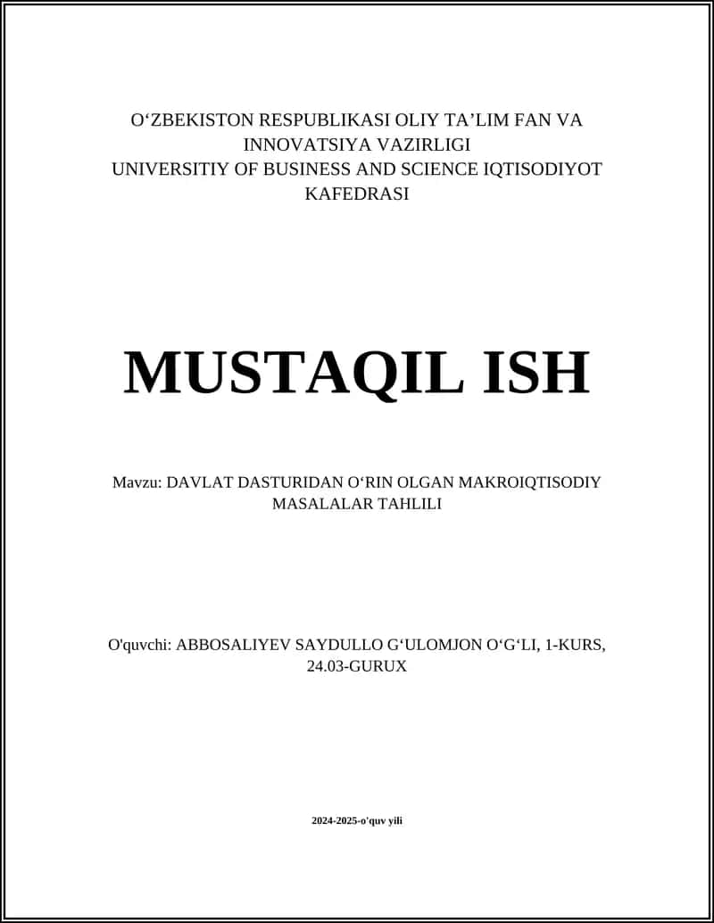 Iqtisodiy oʻsish sur'atlari tahlili
