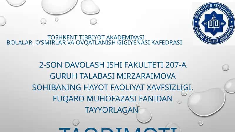 Ommaviy qirg’in qurollarining tasnifi. Jabrlanish o’chog’ining tibbiy taktik tavsifi. Yo’qotishlar. yadroviy qurol. Trotil ekvivalenti. Yadroviy portlash omillari