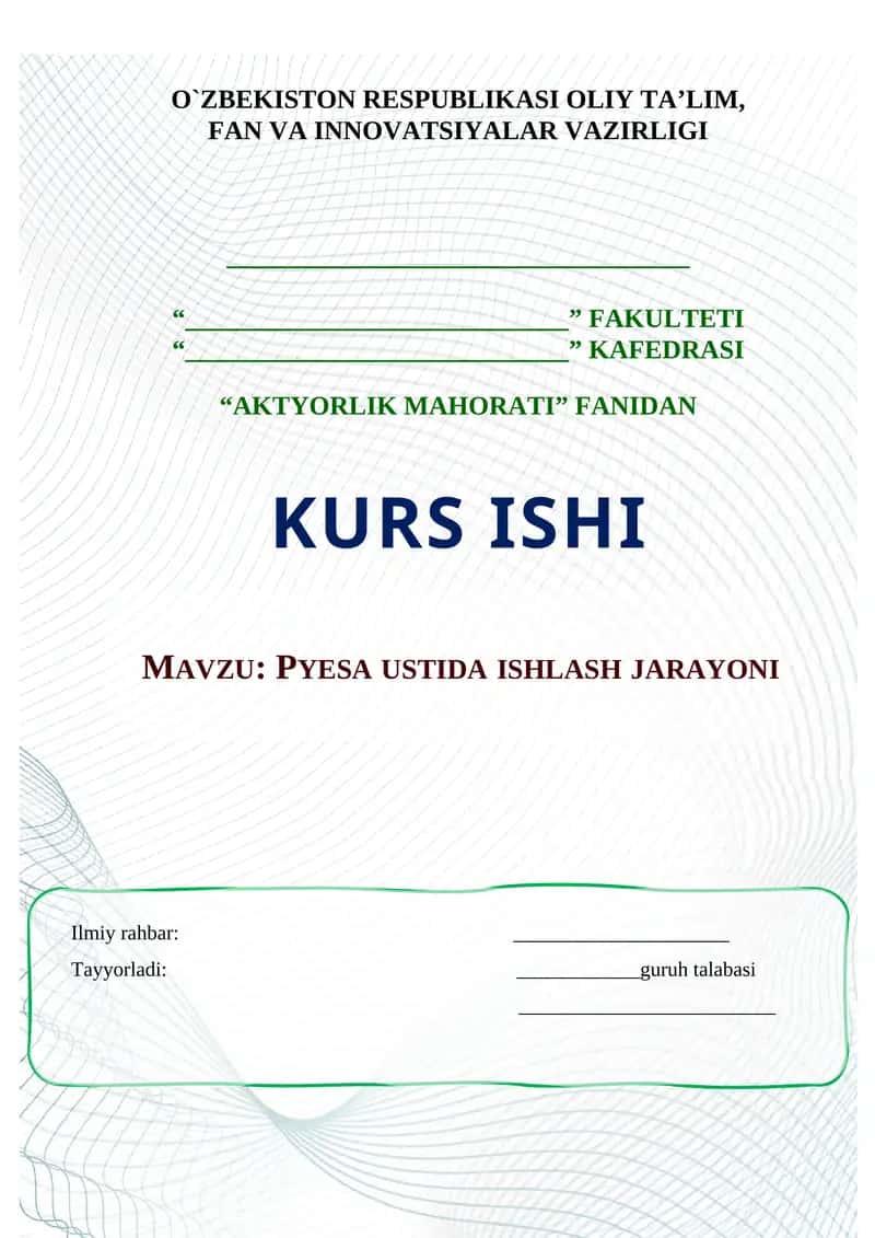 PYESA USTIDA ISHLASH JARAYONI