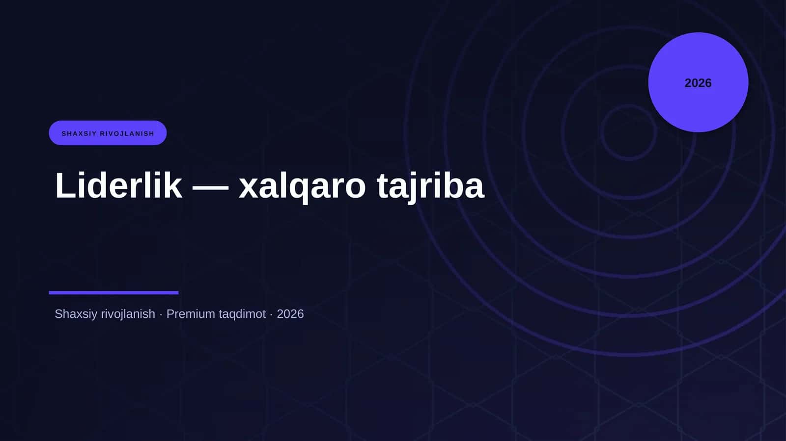 Liderlik – xalqaro tajriba