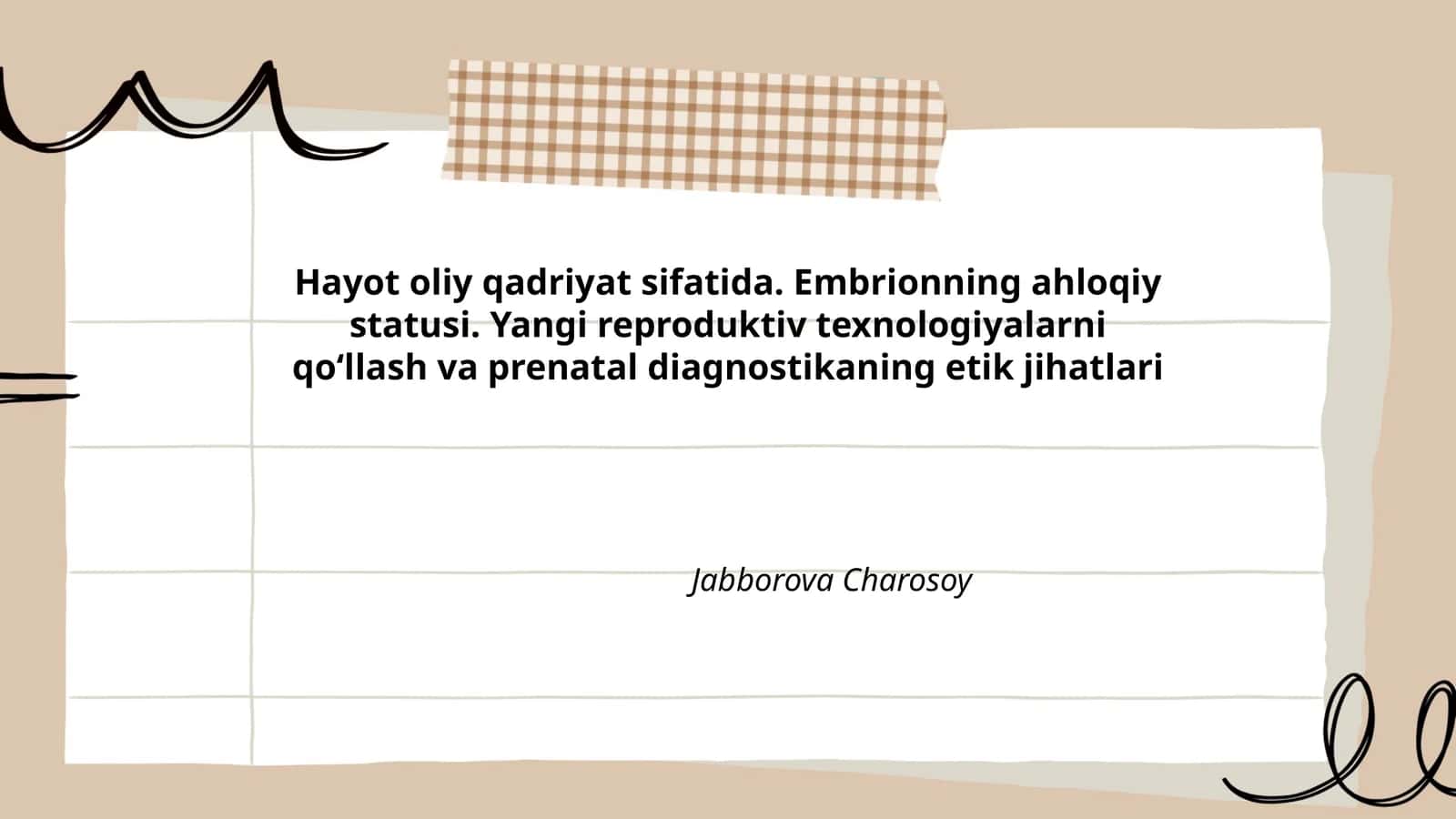 Hayotning oliy qadriyati tushunchasi