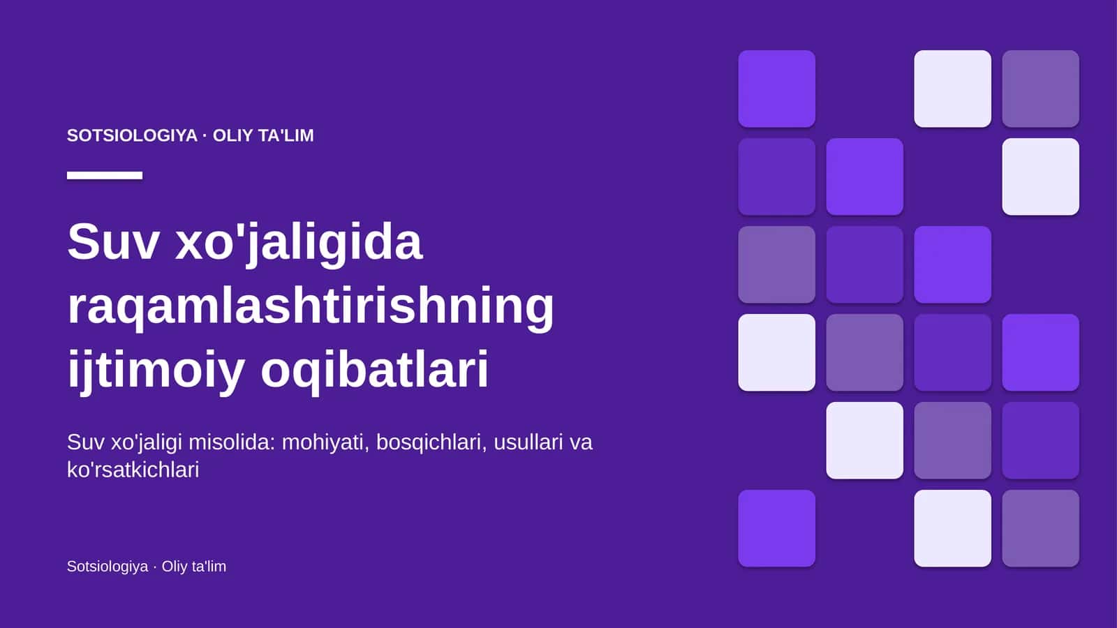 Suv xo'jaligida raqamlashtirishning ijtimoiy oqibatlari
