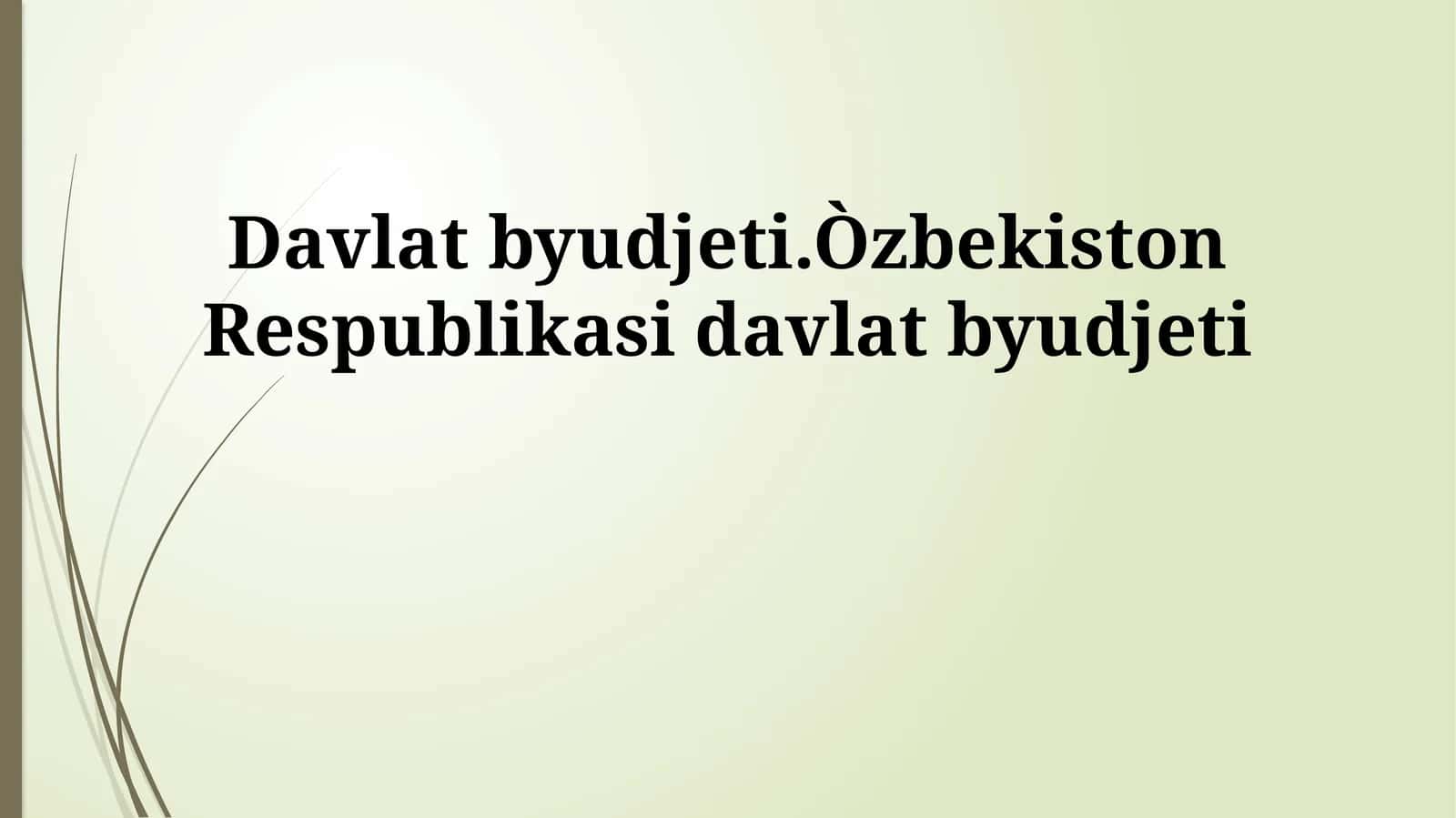 Davlat byudjeti.Òzbekiston Respublikasi davlat byudjeti