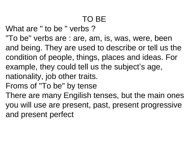 To Be Verbs