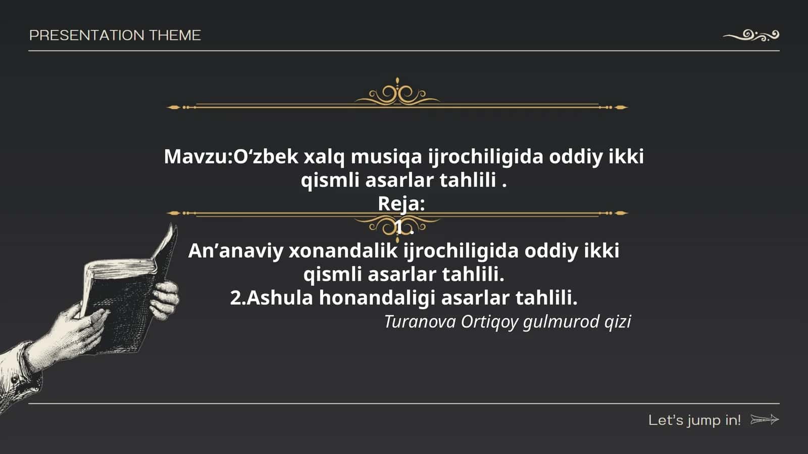 Oʻzbek xalq musiqa ijrochiligida oddiy ikki qismli asarlar tahlili