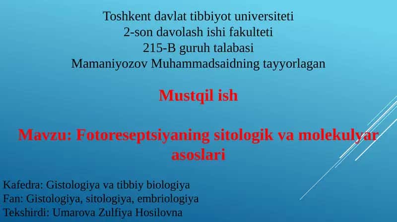 fotoresepsiyaning tuzilish ko'rish analizatori 1