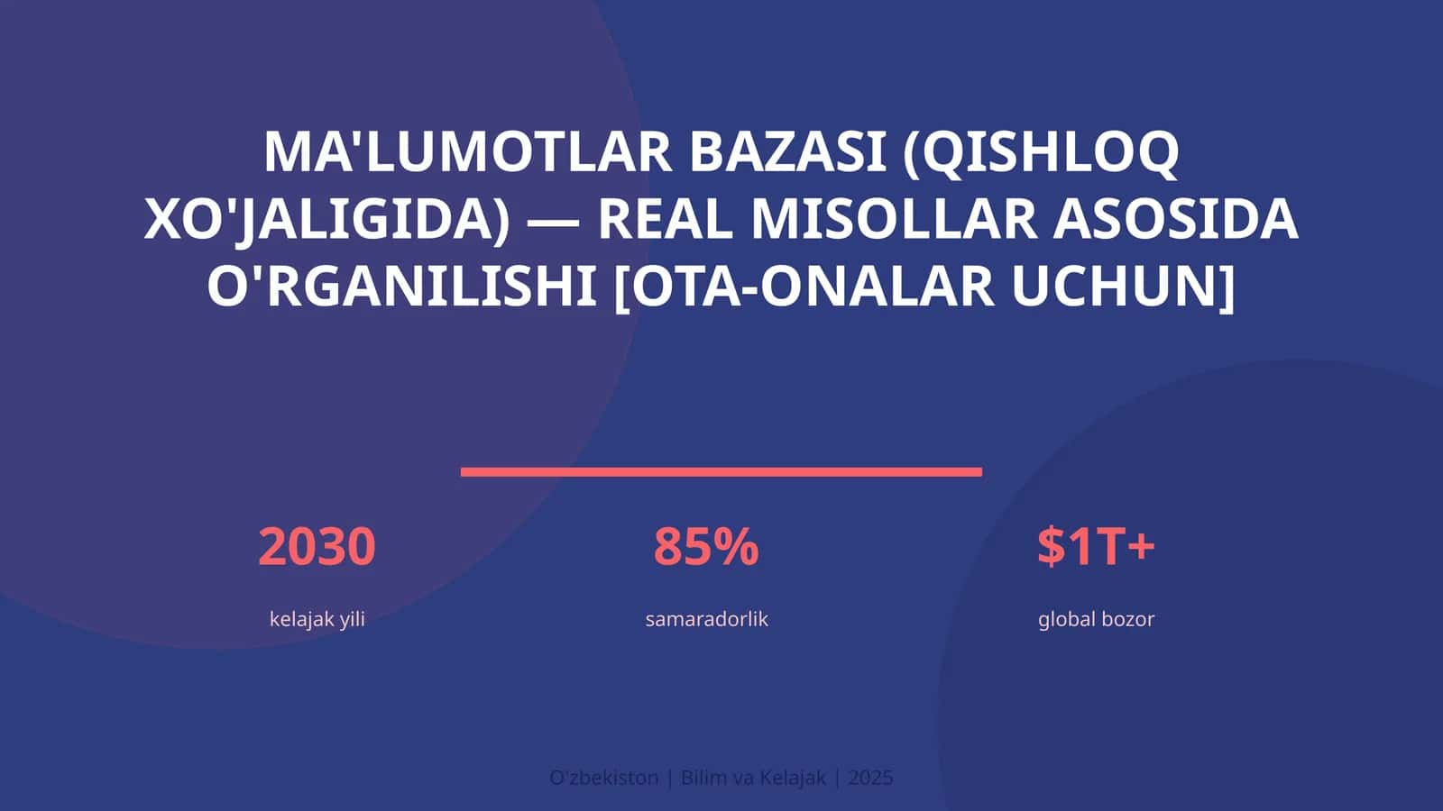 Ma'lumotlar bazasi (qishloq xo'jaligida) — real misollar asosida o'rganilishi [ota-onalar uchun]
