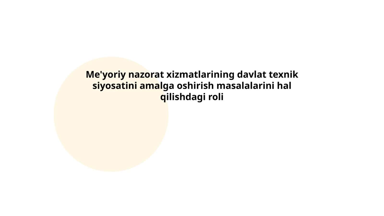 Me'yoriy nazorat xizmatlarining davlat texnik siyosatini amalga oshirish masalalarini hal qilishdagi roli