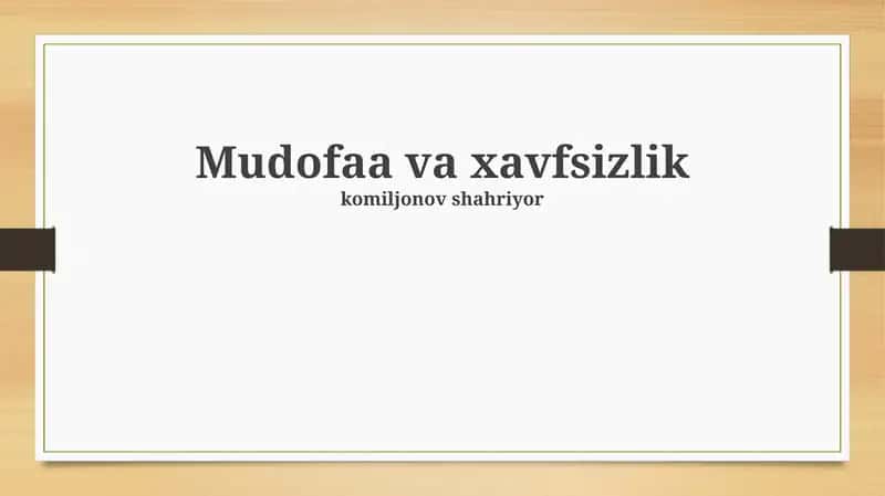 Mudofaa va Xavfsizlik