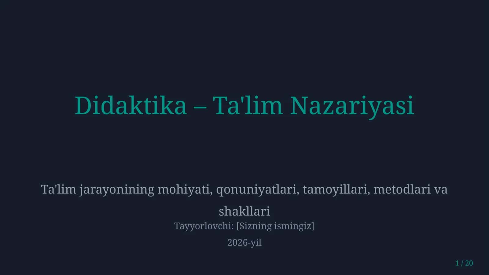 Didaktika – ta'lim nazariyasi