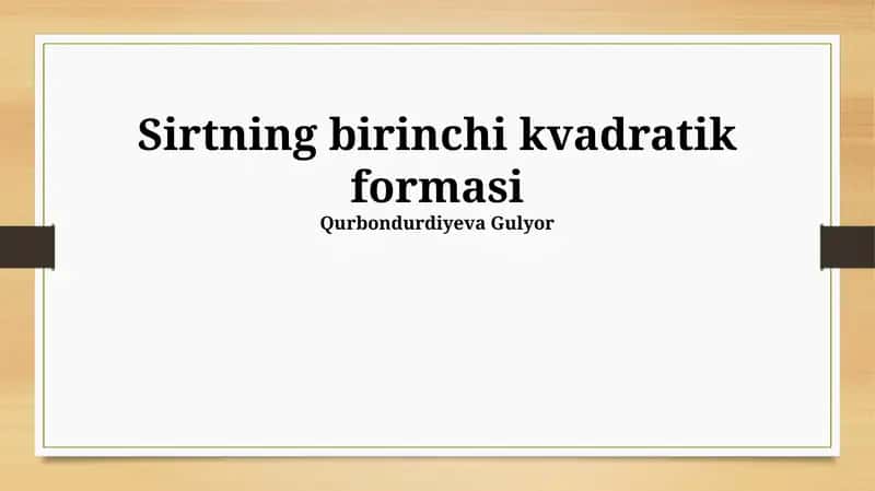 Sirtning birinchi kvadratik formasi