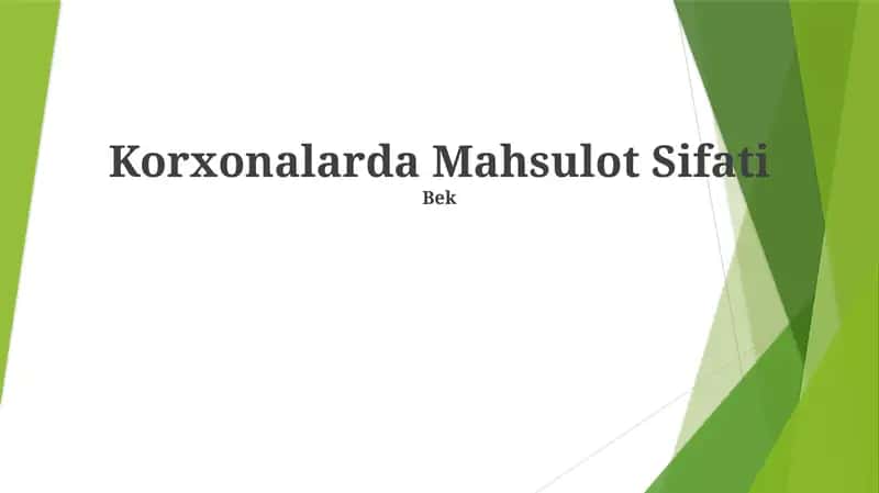 Mahsulot Sifati