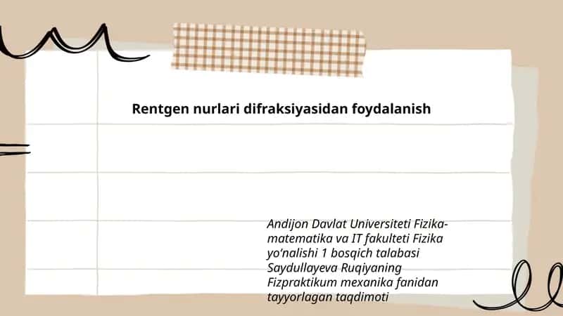 Rentgen nurlari difraksiyasidan foydalanish
