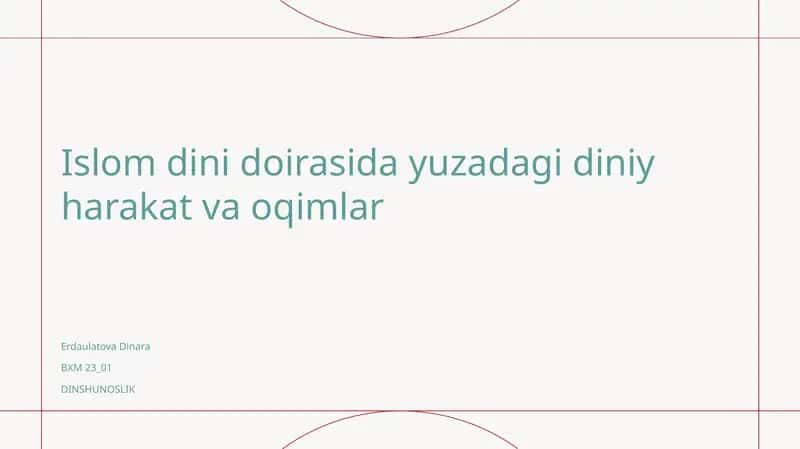Islom dini doirasida yuzadagi diniy harakat va oqimlar