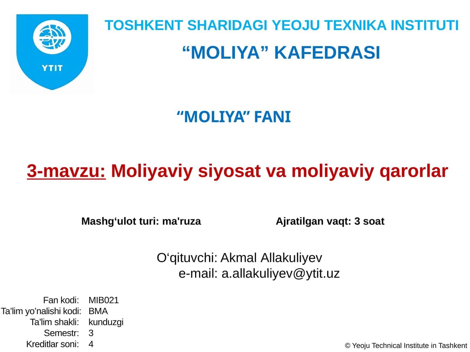 Moliyaviy siyosat va moliyaviy qarorlar