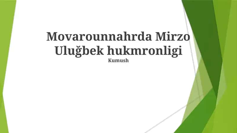 Ulugh Begning Movarounnahrdagi hukmronligi
