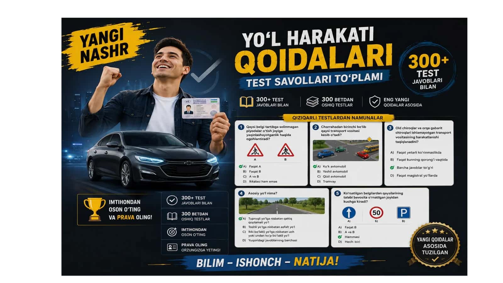 Avtotest qoidalari test savollari to‘plami