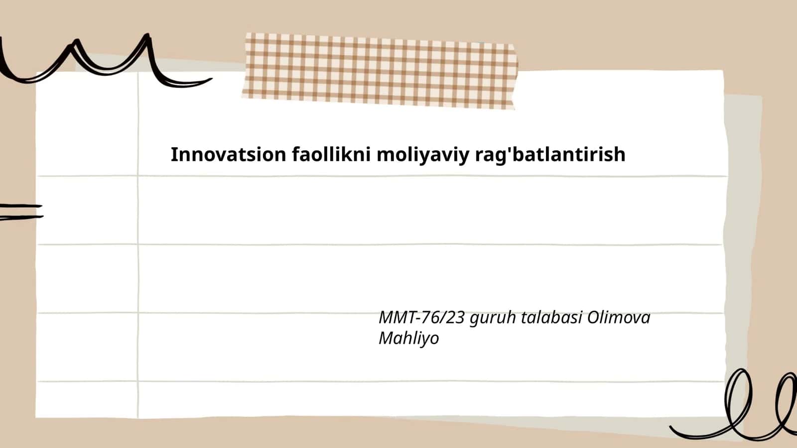 Innovatsion loyihalarni moliyaviy qo'llab-quvvatlash