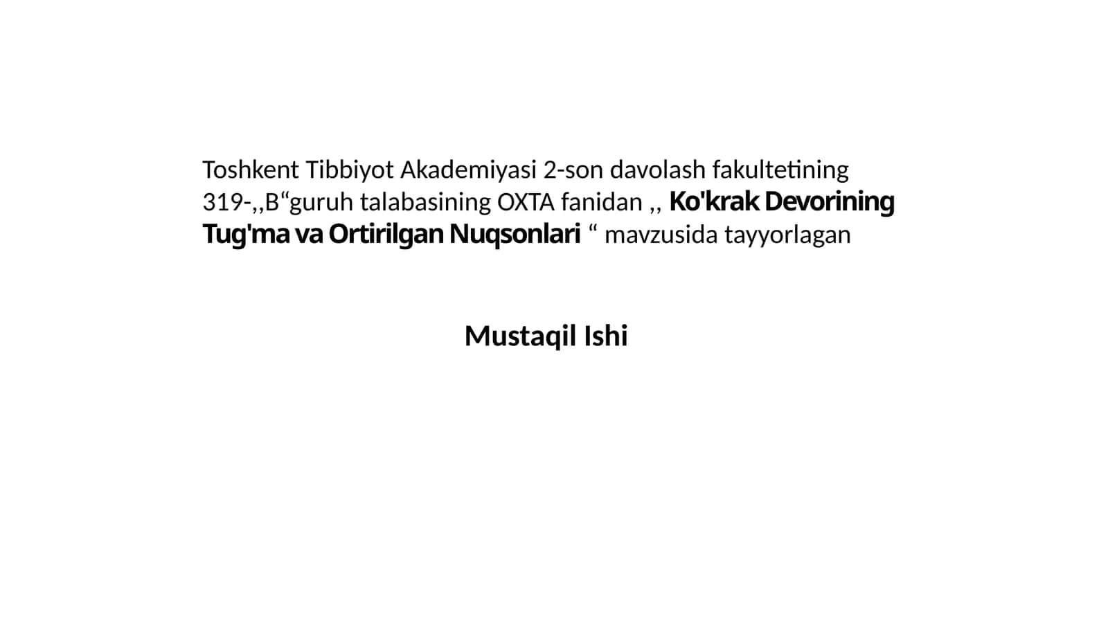 Ko'krak Devorining Tug'ma va Ortirilgan Nuqsonlari