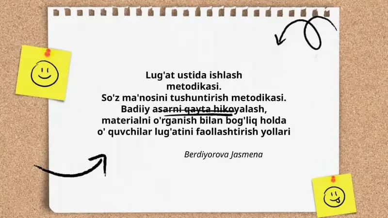 Lug'at ustida ishlash metodikasi