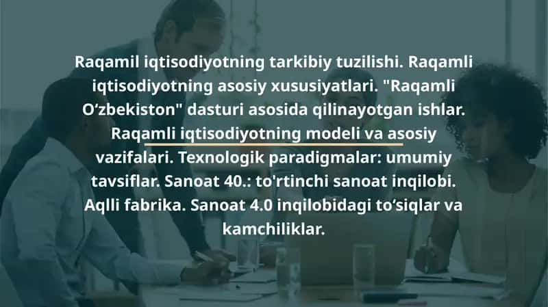 Raqamli iqtisodiyotning tarkibiy tuzilishi
